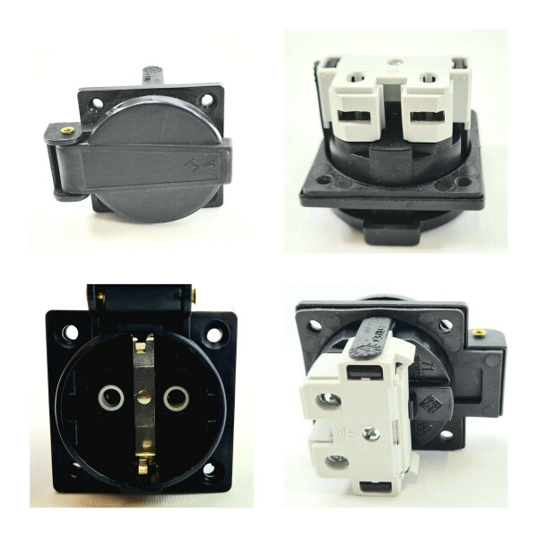 Schuko Einbausteckdose IP54 16A mit Klappdeckel | HWU | Anbausteckdose