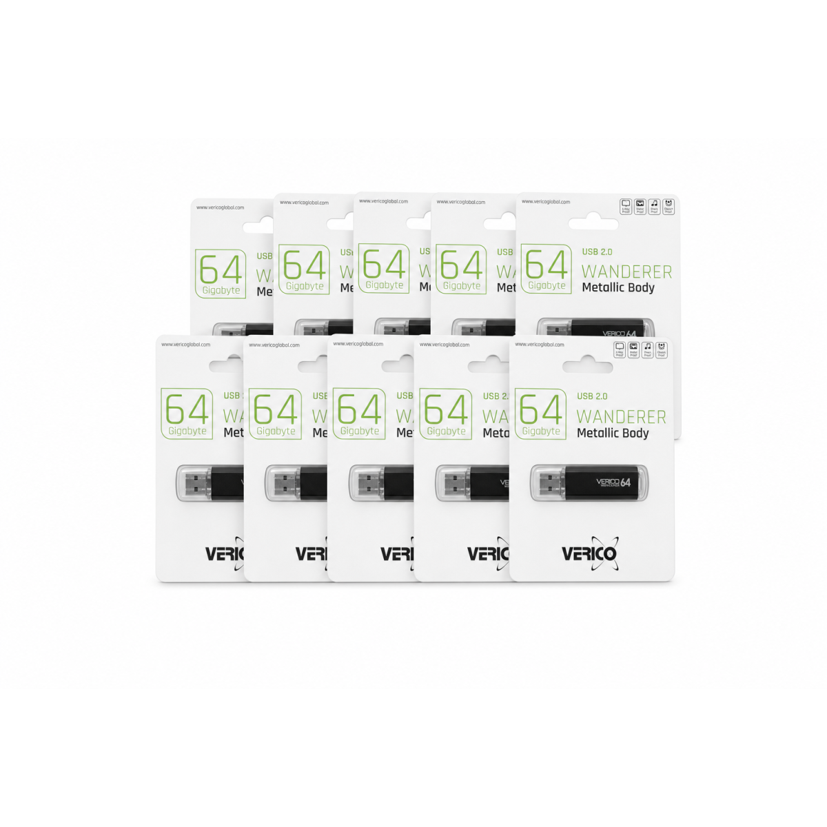 Verico Wanderer USB-Stick 64GB USB 2.0, Schwarz, 10er Set (V