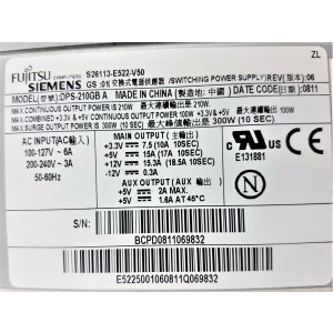 Fujitsu Siemens | Netzteil | DPS-210GB A | S26113-E522-V50 | FSC | 210W 300W max